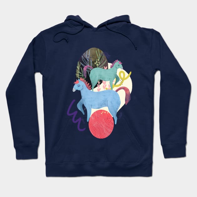 stacked horses Hoodie by Mjdrawings